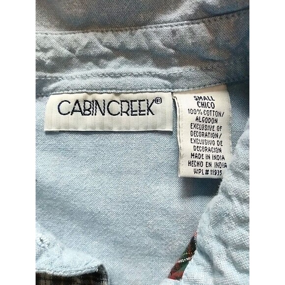 5/$25 Sz S Teacher Shirt Jacket Denim Patchwork Cotton ABCs Apple Books Plaid - Picture 3 of 7